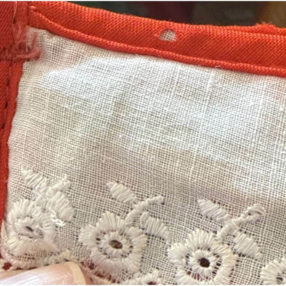 Vintage Quilted Stocking Plaid Lacey Cuff Pocket Grandma Cottage Core Scandi 14" - Picture 5 of 6